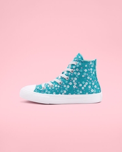 Converse Ditsy Floral Chuck Taylor All Star Lány Magasszárú Türkiz/Fehér/Rózsaszín | TOUYLHE-HU